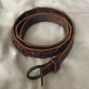 Lucky Brand Chestnut Brown Woven Studded Belt